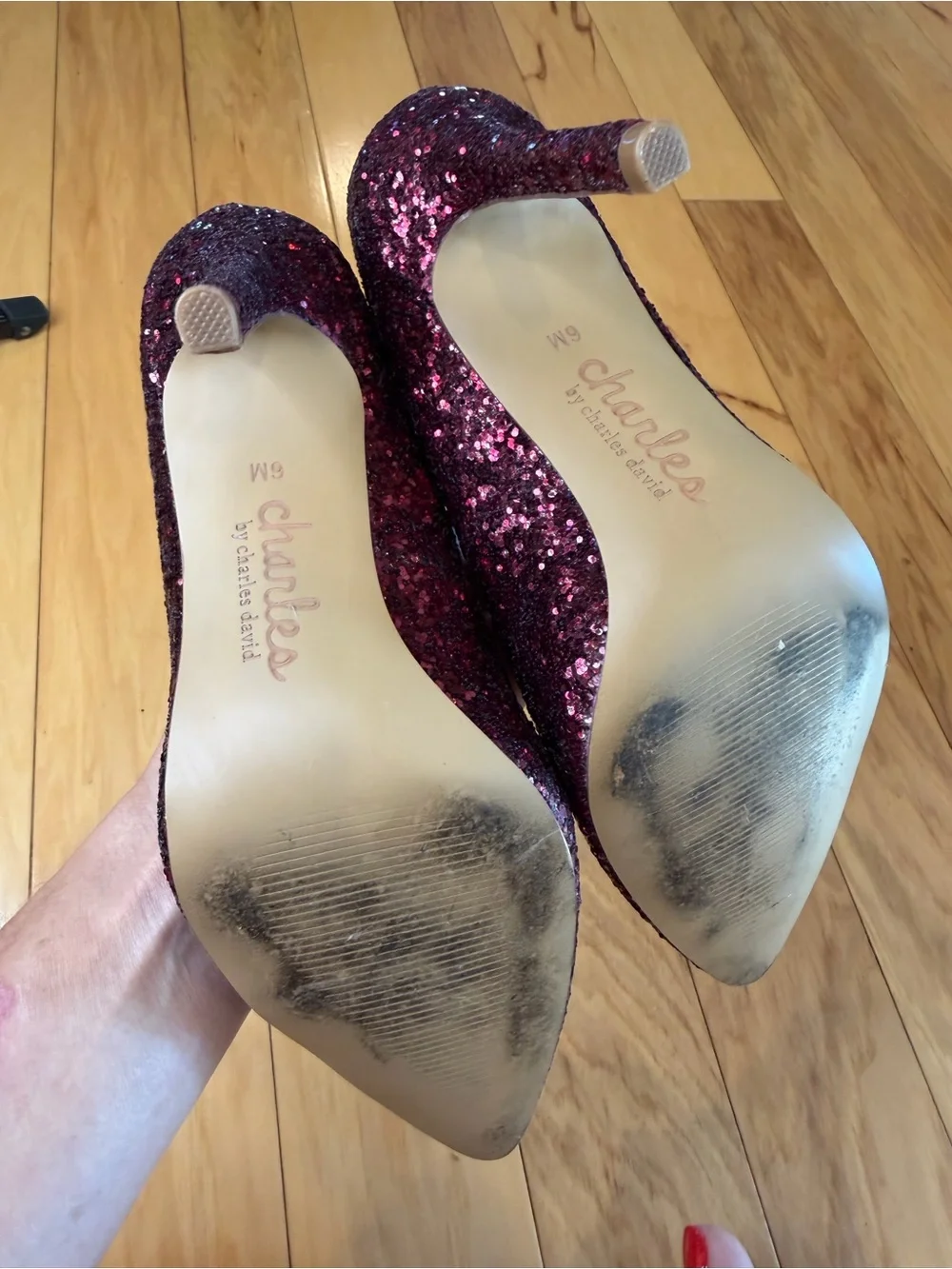 Charles by Charles David Pact Pink Glitter Stiletto Heels Pumps Size 6M